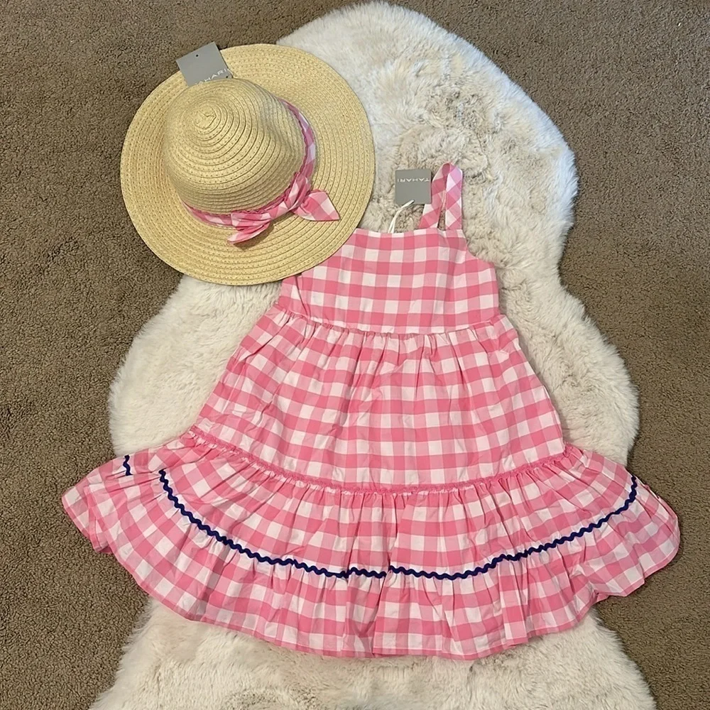 Tahari Girls’ Dress With Straw Hat size 5 - Picture 1 of 7